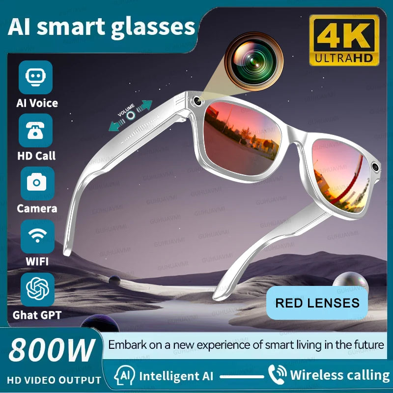 2025 AI Smart Glasses with 8MP Camera Video Recording 100+ Languages Translation Sunglasses Bluetooth Call Music Play Men Women