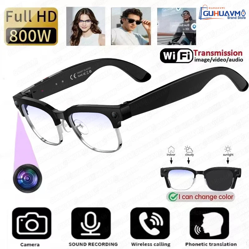 2026 New 4K HD 800W Pixel Dual-Camera Smart Glasses Men 1080P Video Recording AI Chat WIFI Transmission Translation Call Glasses