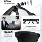 4K AI Smart Glasses Multifunction 800W HD Camera Bluetooth Call Voice Assistant Music Player Translate Sunglasses Men Women 2025