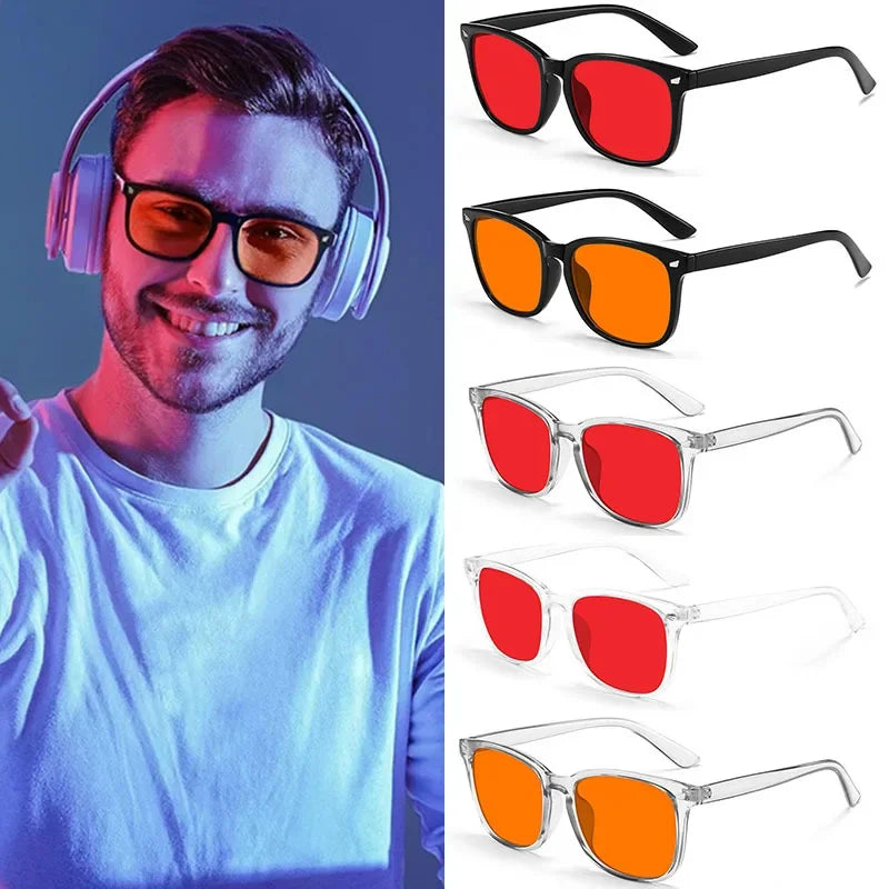 New Trendy Anti Blue Light Glasses Women Men Better Sleep Red Lens Filter Glasses Anti-UV  Glasses with Tinted Orange Lenses