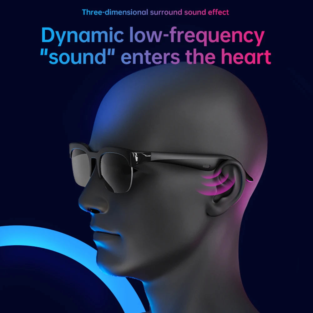 Smart Glasses AI Translator Hands-Free Music & Calls BT Sunglasses UV Protection Outdoor Sports Headphones for Men Women