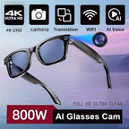 2025New Man 800W AI Smart Glasses Camera AI Translation Voice Bluetooth Call WiFi 4K HD Waterproof Anti Blue Light Women Glasses