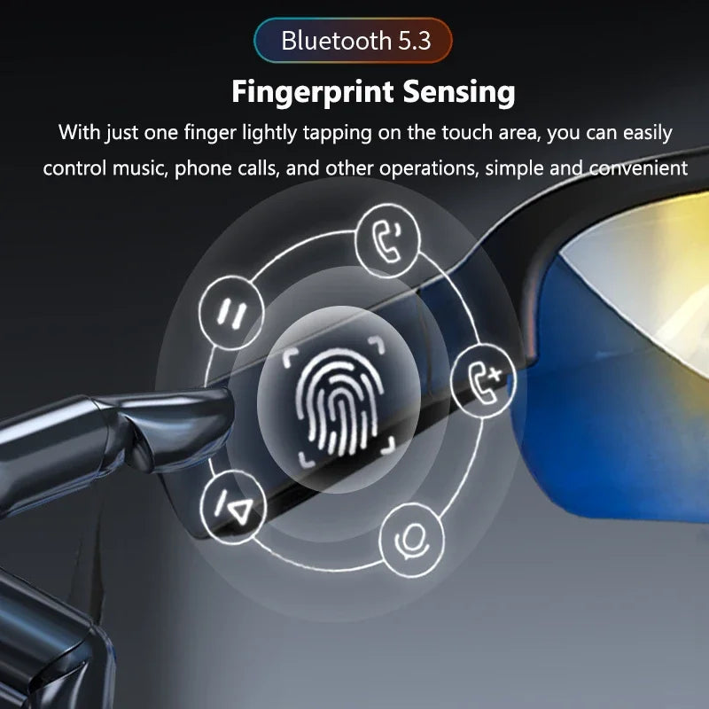 Smart Bluetooth Glasses Intelligent Touch Voice Assistant Audio Music Wireless Earphone Anti Blue Light UV Protection Sunglasses