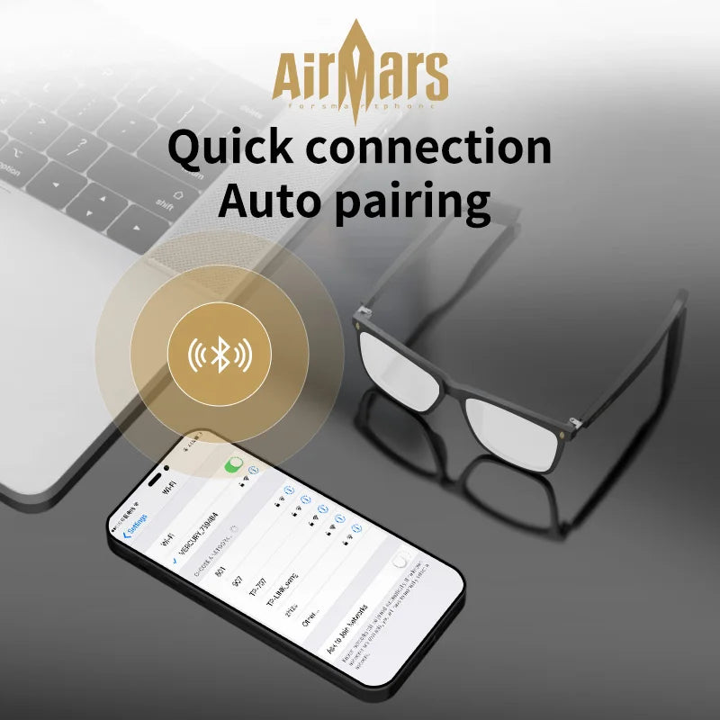 AirMars Smart Glasses Wireless Bluetooth Earphones Sunglasses Outdoor Sports Earphones Hands-free Call Music Glasses