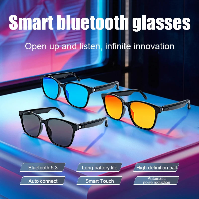 Smart Glasses Man Blue Light Filtering Polarized Sunglass 2in1 Lenses Audio Built-in Mic Speakers Ai Voice Assistant Women Men