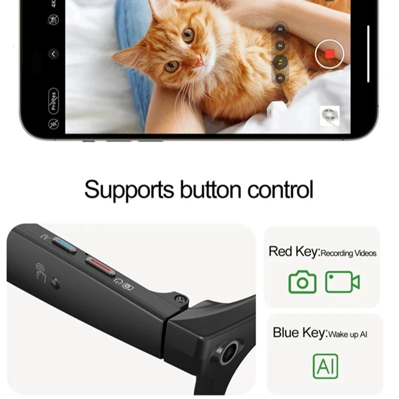 Lenovo 8KHD AI Smart Glasses Men Chat GPT 800MP Camera Bluetooth Call AI Translation Voice Assistant Control Sunglasses Women