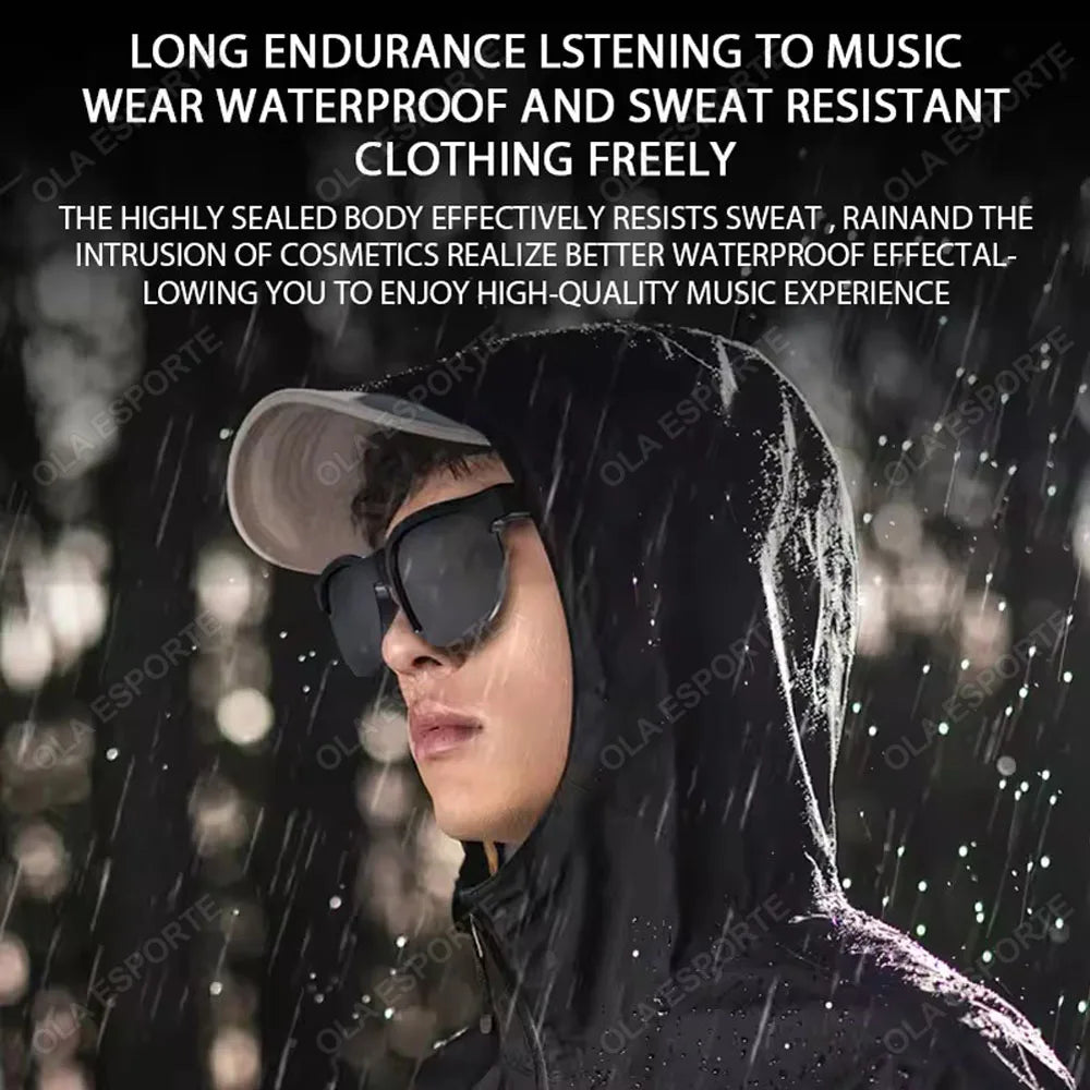 Smart Sunglasses Bluetooth Glasses V5.3 HIFI Headphones with Built in Mic for Outdoor Sports Running Anti-touch UV For Men Women