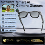 Gafas inteligentes con cámara de 800 W (2025), Bluetooth, llamadas de voz, música, grabación de vídeo y sonido, IA