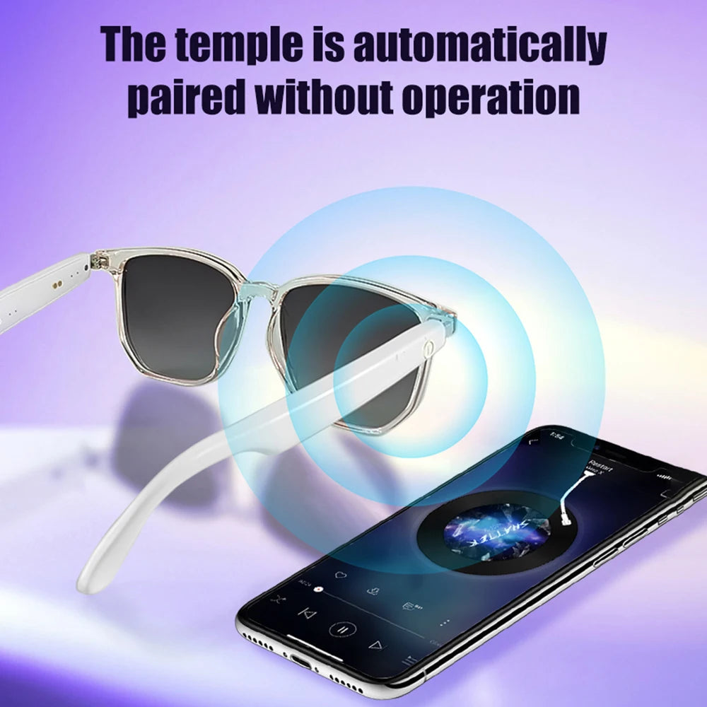 SENBONO Smart Bluetooth Music Glasses for Men Women Audio Glasses with Speakers Music Glasses, Blue Light Lenses, Polarized Lens