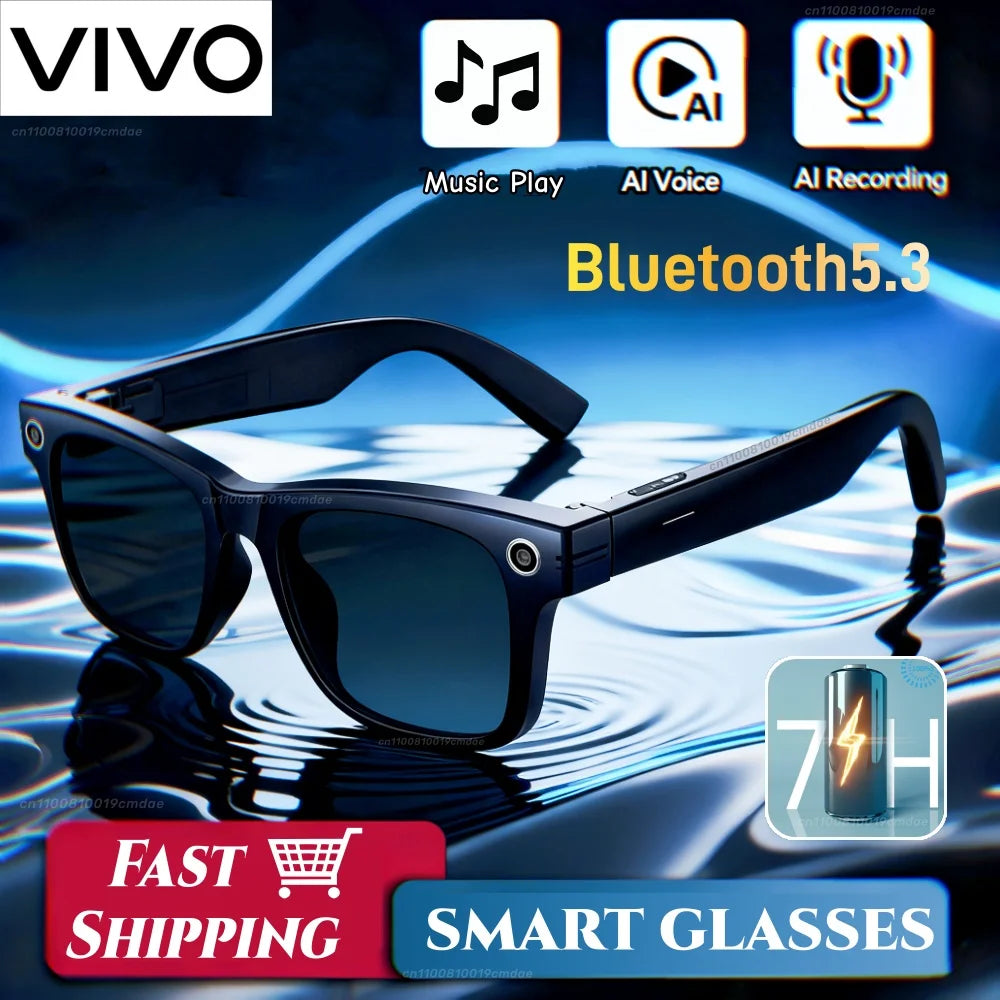 VIVO Bluetooth Audio Glasses Men Color-Changing Multifunctional Smart Glasses Voice Assistant Music Player Call HD Sunglasses
