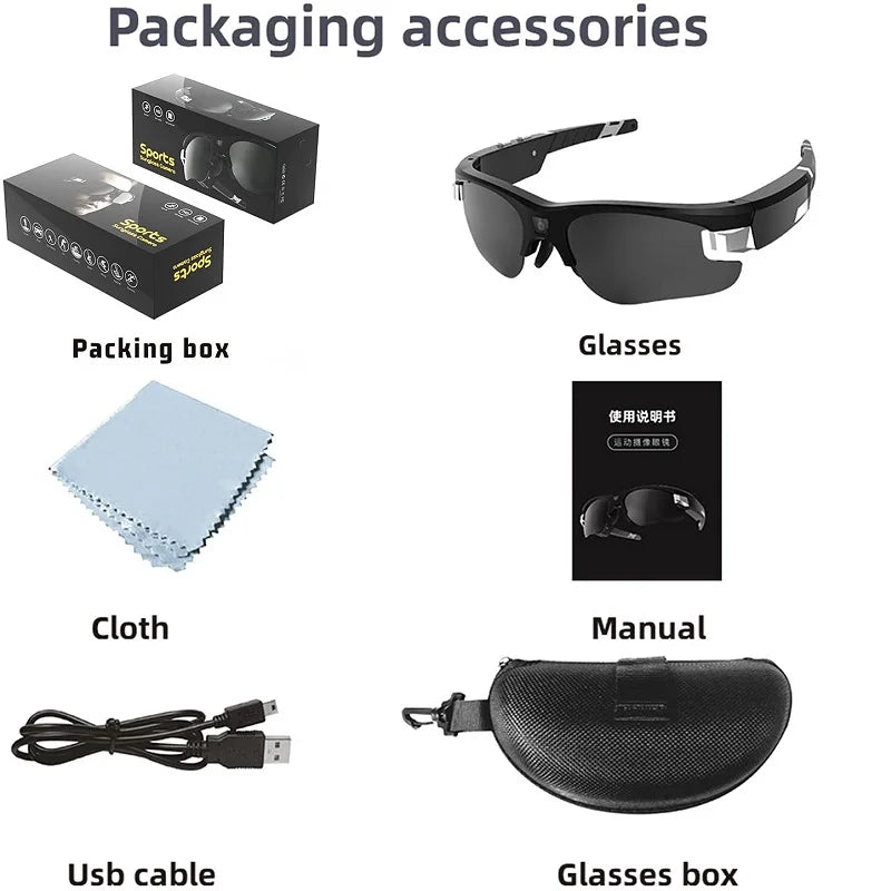 4K HD FPV Smart Glasses WIFI Camera 1080P Video Recording Mini Wireless Bodycam Vlogging POV Action Sports Motorcycle Cycling