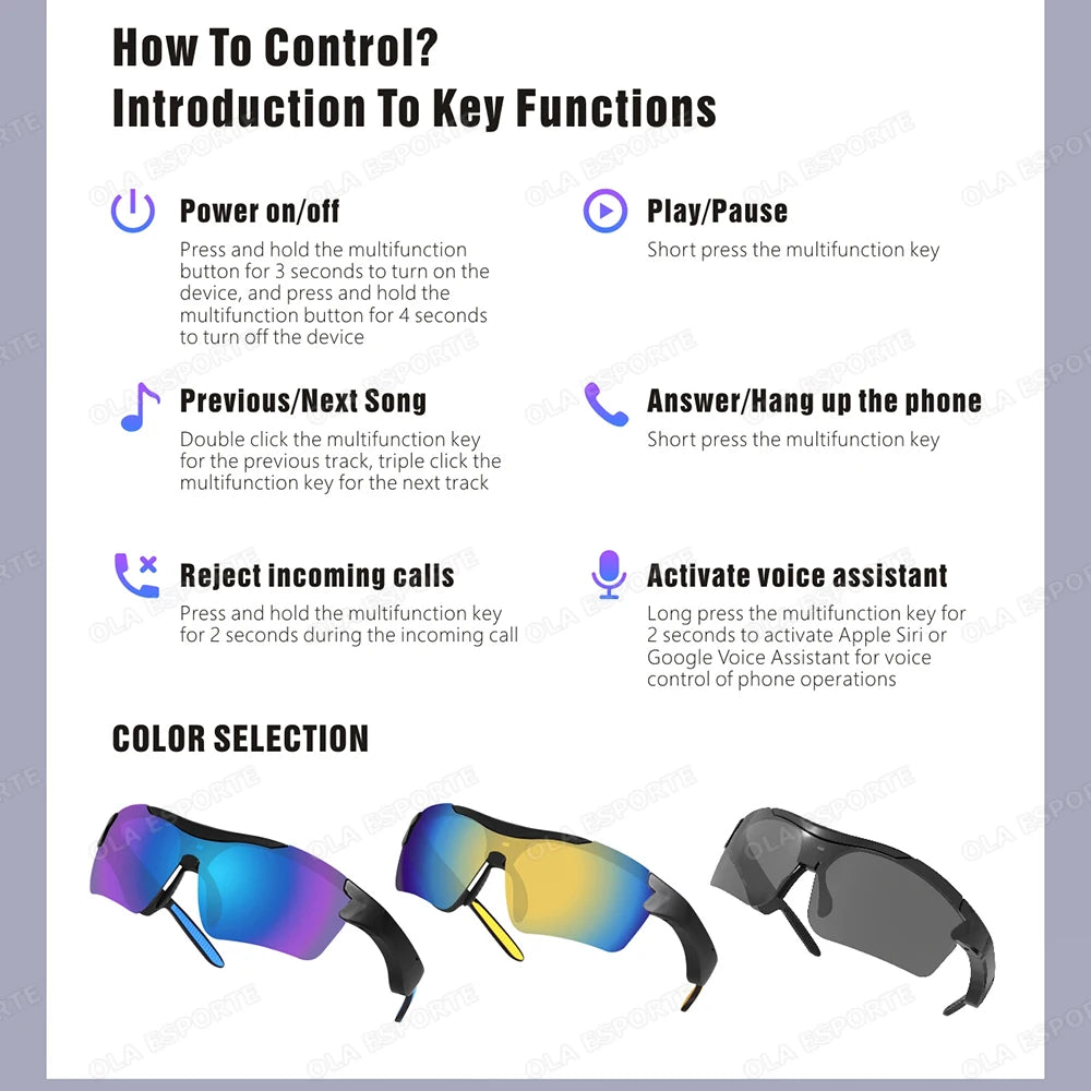 Smart Cycling Glasses Men Bluetooth UV400 Polarized Sunglasses Man AI Voice Intelligent Headphones Call Music Play Camera Remote