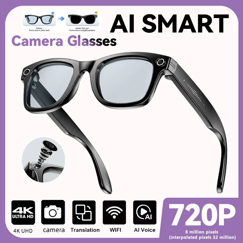 2025 New Upgrade Smart Glasses With Camera Video Recording AI Photo Recognition Bluetooth Call Translation Voice Sunglasses Man
