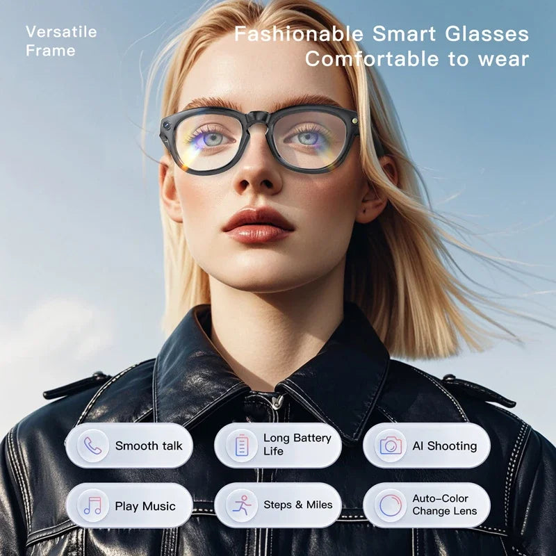 2026 New Smart Glasses With Camera 200W Pixels Auto Colour Change Lens Bluetooth Glasses Listen to music Shooting Sunglasses