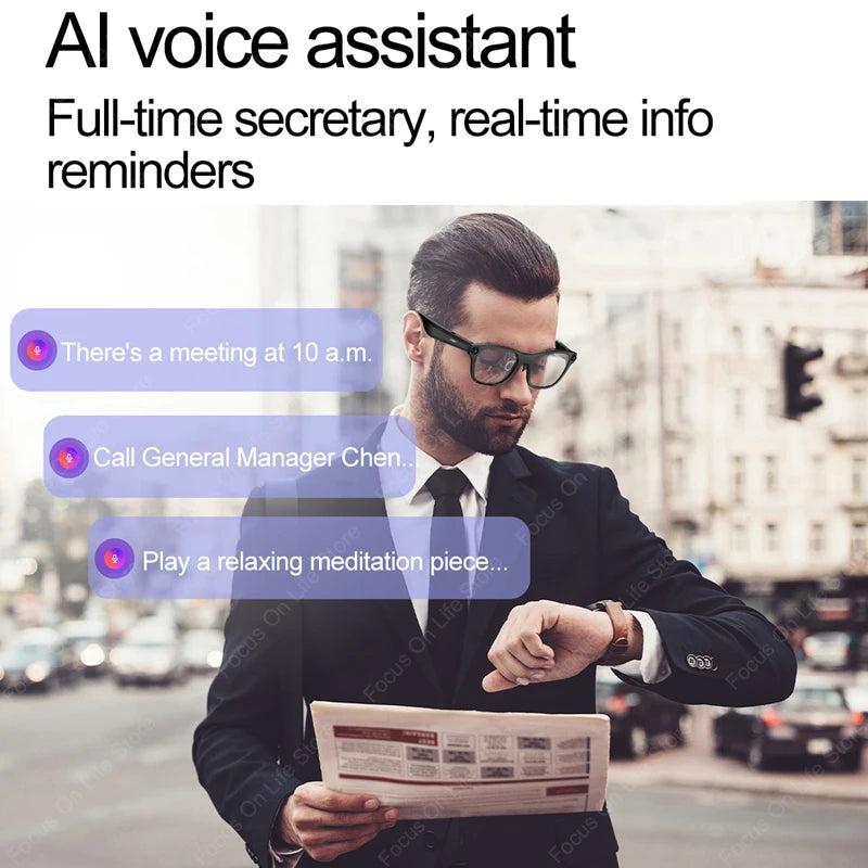 2026 New Smart AI Glasses HD Shooting Listening Call Recording Video Camera Glasses ANC ENC Dual Mic Noise Reduction Headsets