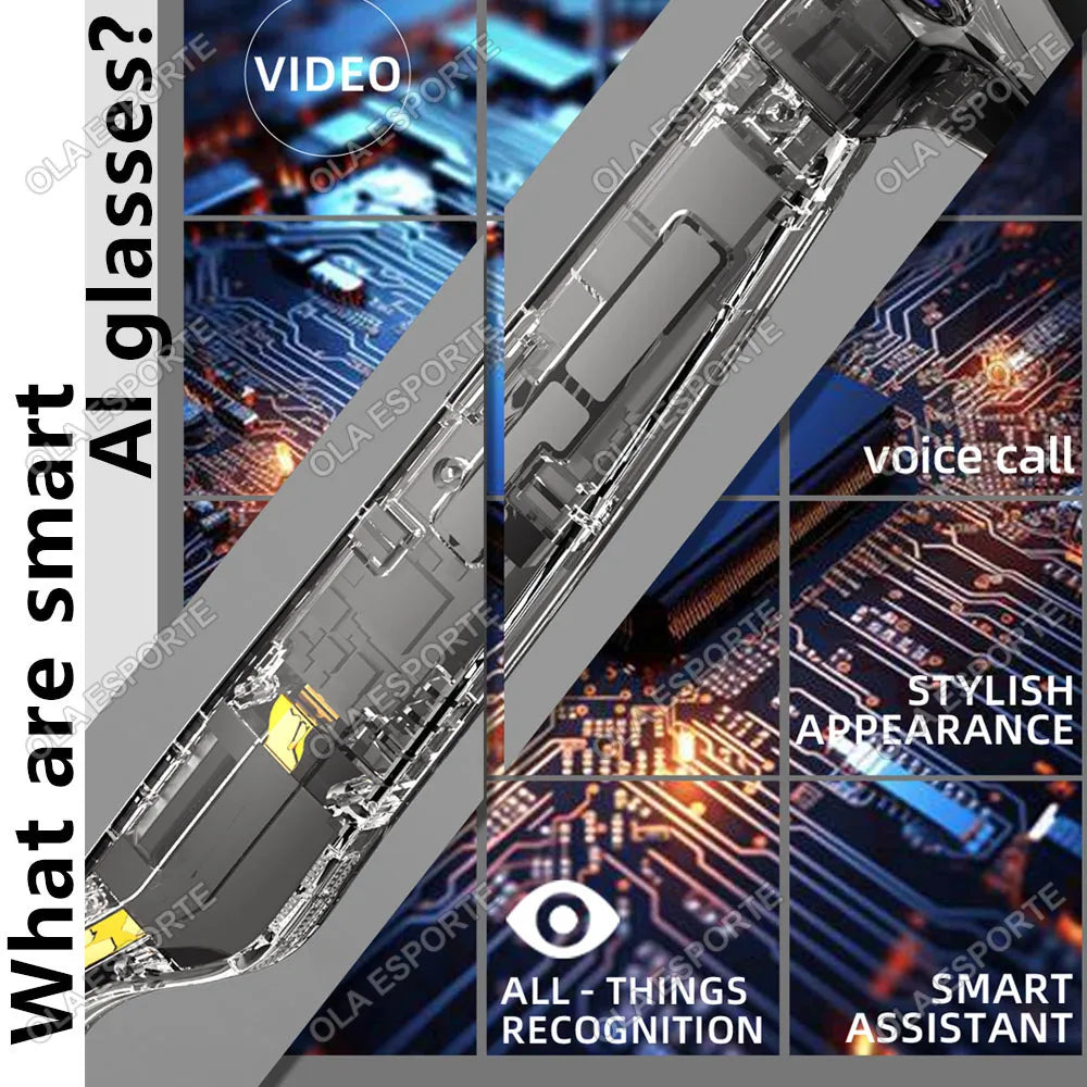 New Smart AI Glasses 800W pixel AI Shooting Camera HD Photo Video Voice Call Music Translation Waterproof Bluetooth Glasses 2025