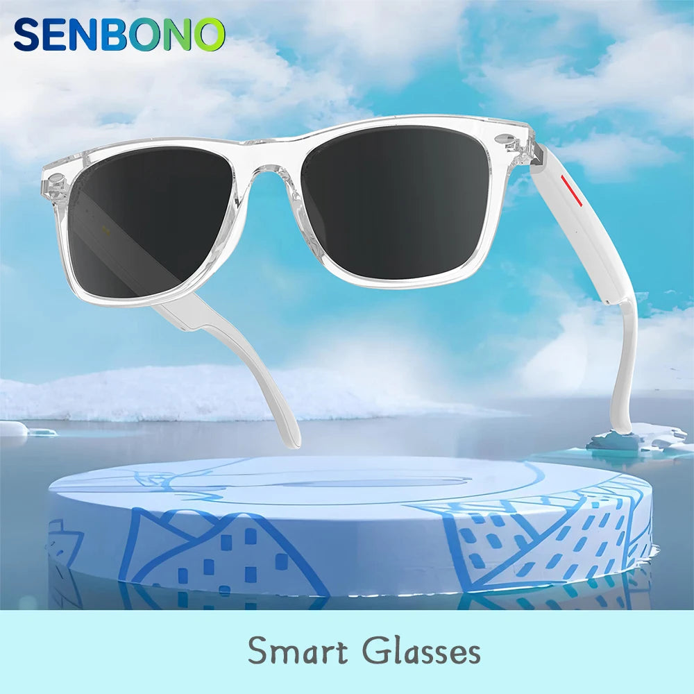 SENBONO New Smart Wireless Bluetooth Glasses Listen to Music Answer the Phone Men and Women Fashion Anti-blue Light Glasse