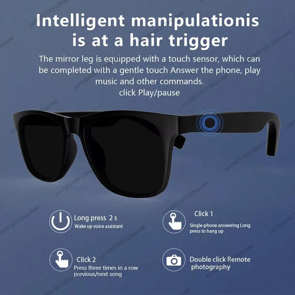 Gafas inteligentes para hombre y mujer, con Bluetooth, control de llamadas de voz, música, polarizadas UV, auriculares, 2025