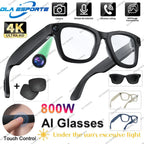 4K AI Smart Glasses Multifunction Camera Bluetooth Call Voice Assistant Music Player Translate Glasses UV Polarized Sunglasses