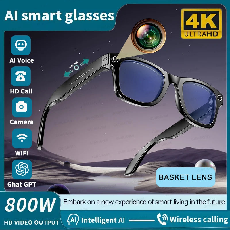 2025 AI Smart Glasses with 8MP Camera Video Recording 100+ Languages Translation Sunglasses Bluetooth Call Music Play Men Women