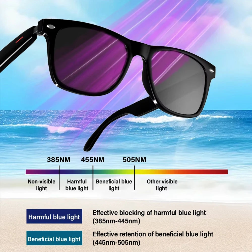 SENBONO New Smart Wireless Bluetooth Glasses Listen to Music Answer the Phone Men and Women Fashion Anti-blue Light Glasse