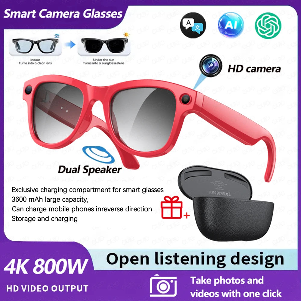 2026 New Smart Glasses with Camera Video Recording AI Photo Recognition Bluetooth Call Voice Translation Sunglasses Men Women