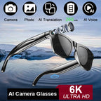Gafas inteligentes con cámara de 100 MP y IA (2025) a la moda, resistentes al agua, con Bluetooth, llamadas, reproducción de música, identificación de imágenes, chat y GPT 
