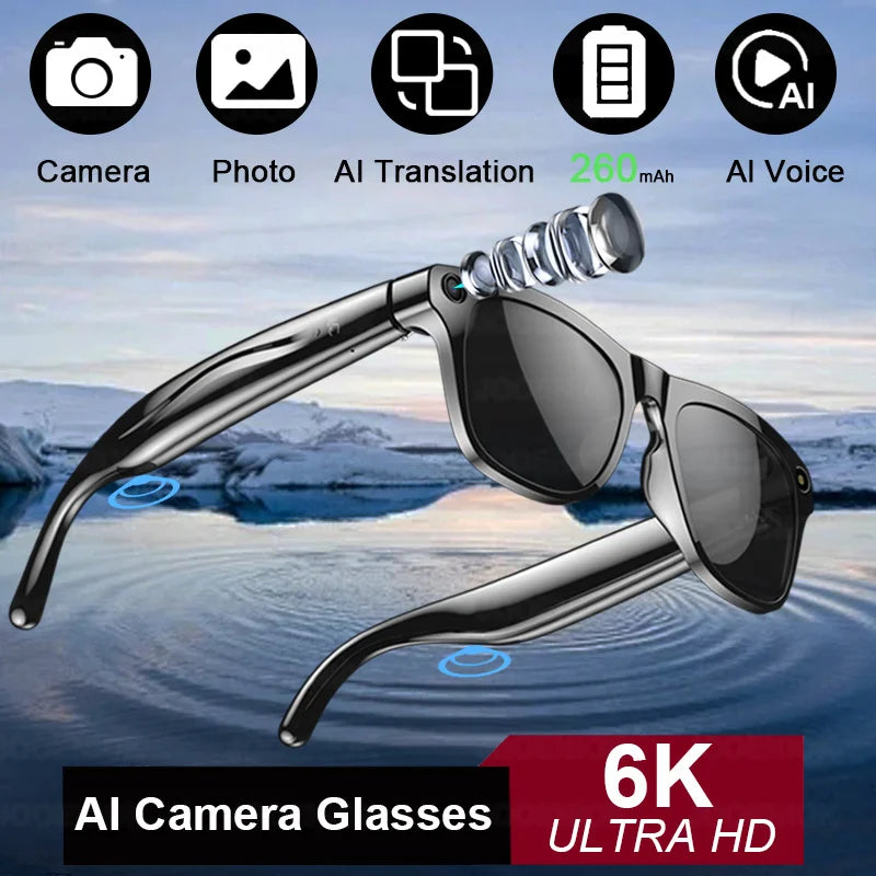 2025 Fashion AI 100MP Camera Smart Glasses Waterproof Bluetooth Call Playing Music Smart Glasses Identify Pictures Use ChatGPT