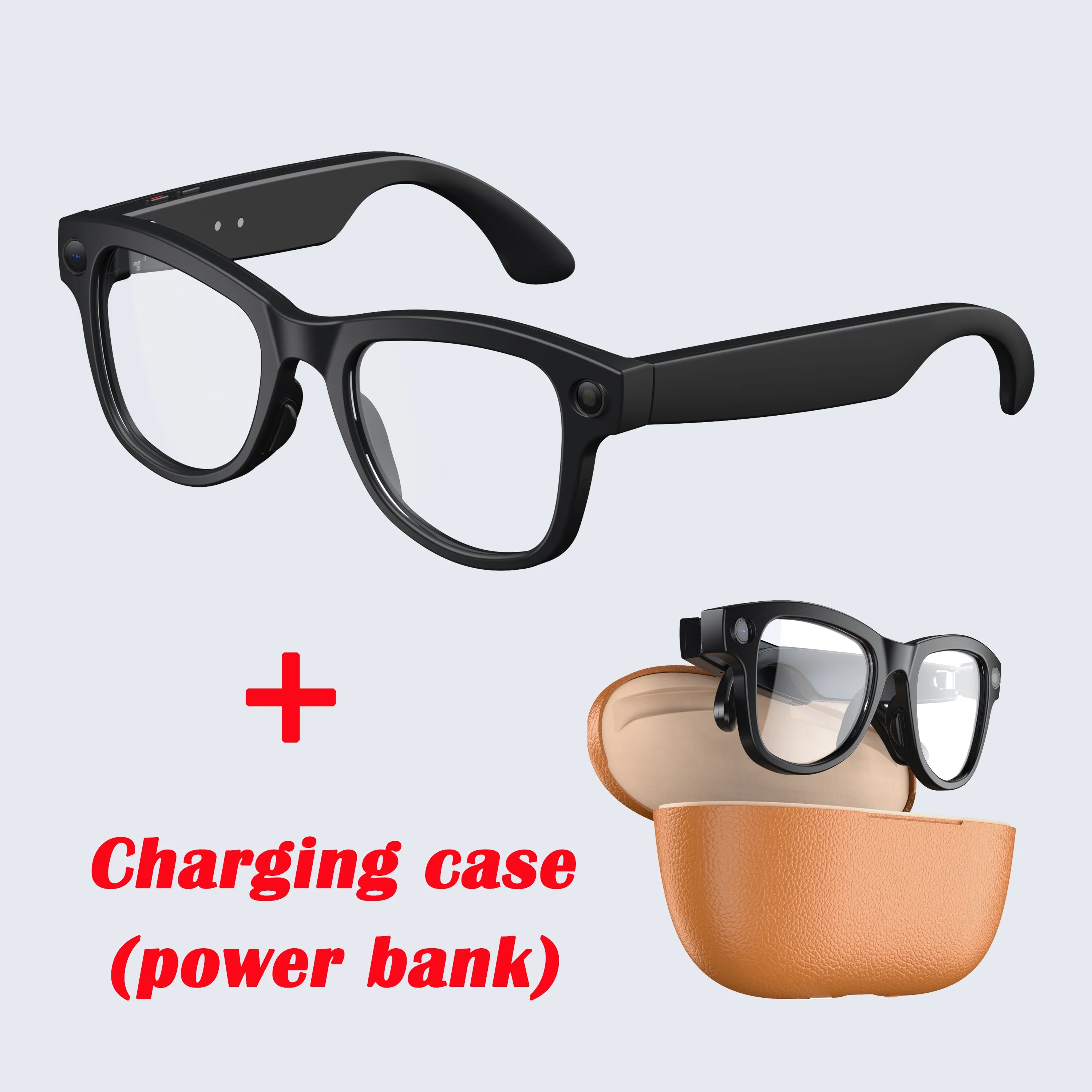 M02 AI Smart Glasses 8MP Camera Video Recording 100+Languages Translation Sunglasses Bluetooth Call Music Play with Charging Box