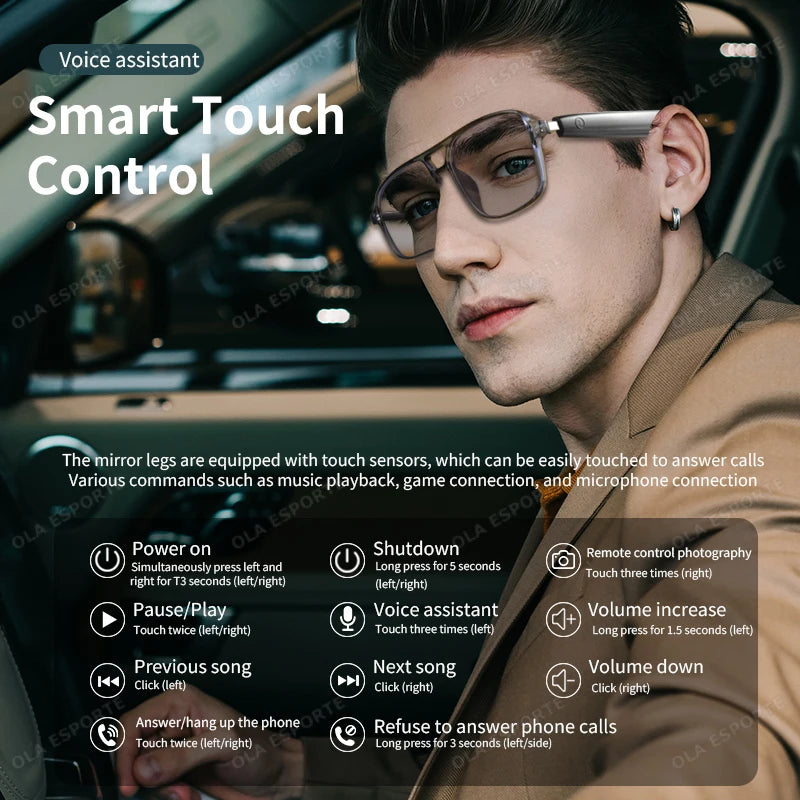 Newest Audio Smart Glasses Wireless Bluetooth Glasses For Anti-blue Light Voice Assistant Music Navigation Sunglasses Women Men