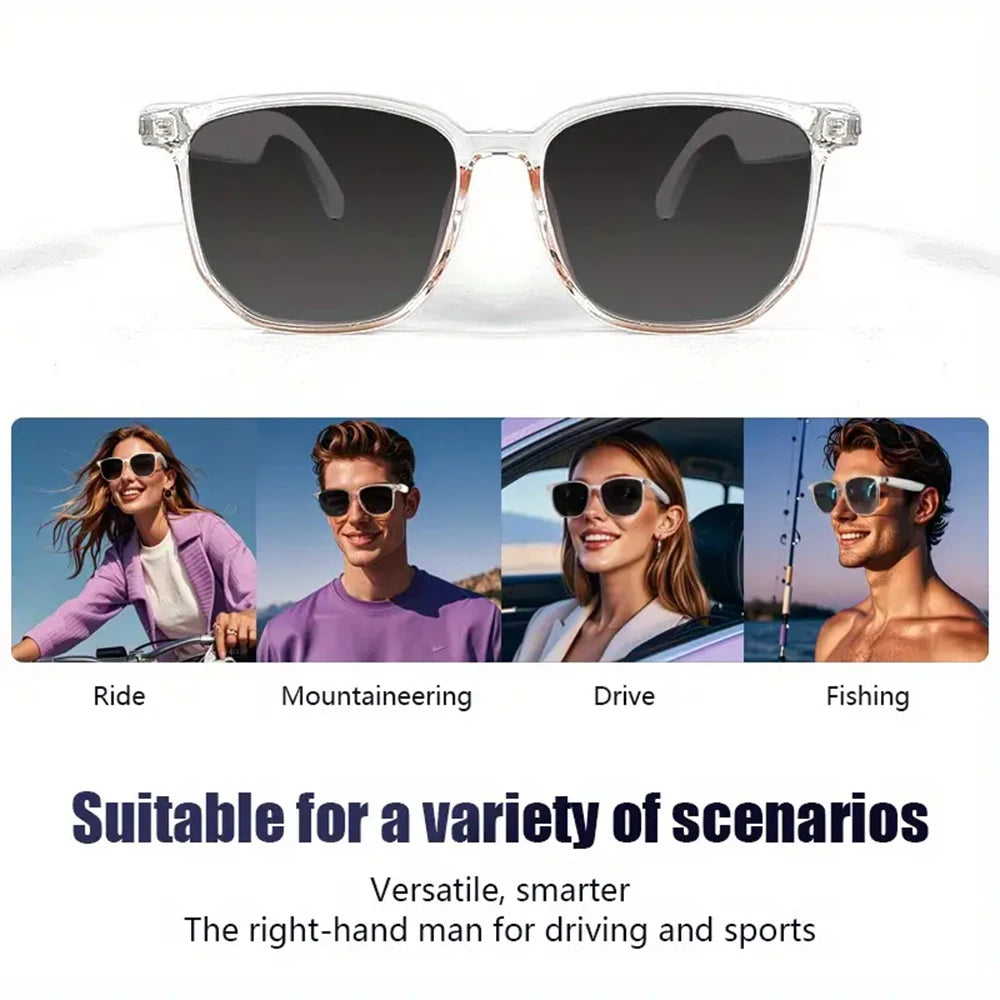 SENBONO Smart Bluetooth Music Glasses for Men Women Audio Glasses with Speakers Music Glasses, Blue Light Lenses, Polarized Lens