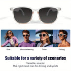 SENBONO Smart Bluetooth Music Glasses for Men Women Audio Glasses with Speakers Music Glasses, Blue Light Lenses, Polarized Lens