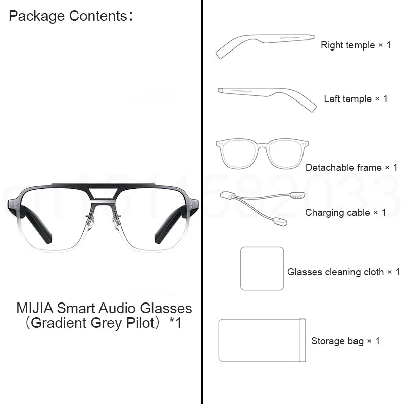 XIAOMI MIJIA Smart Audio Glasses Joyful Edition，Bluetooth 5.2 Headset，Detachable，Long Standby，2h Flash Charge，Anti-leakage Sound