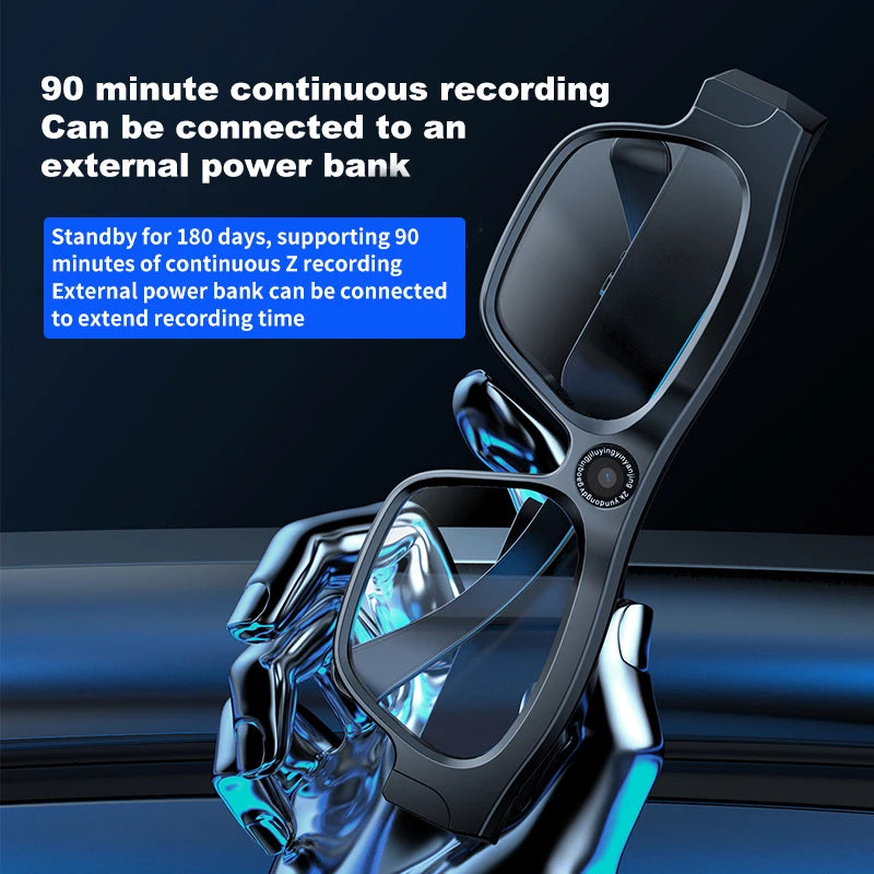 New Head mounted Fashion Smart Bluetooth Glasses 4K Ultra Clear Camera Glasses With Interchangeable Myopia Lenses 2025