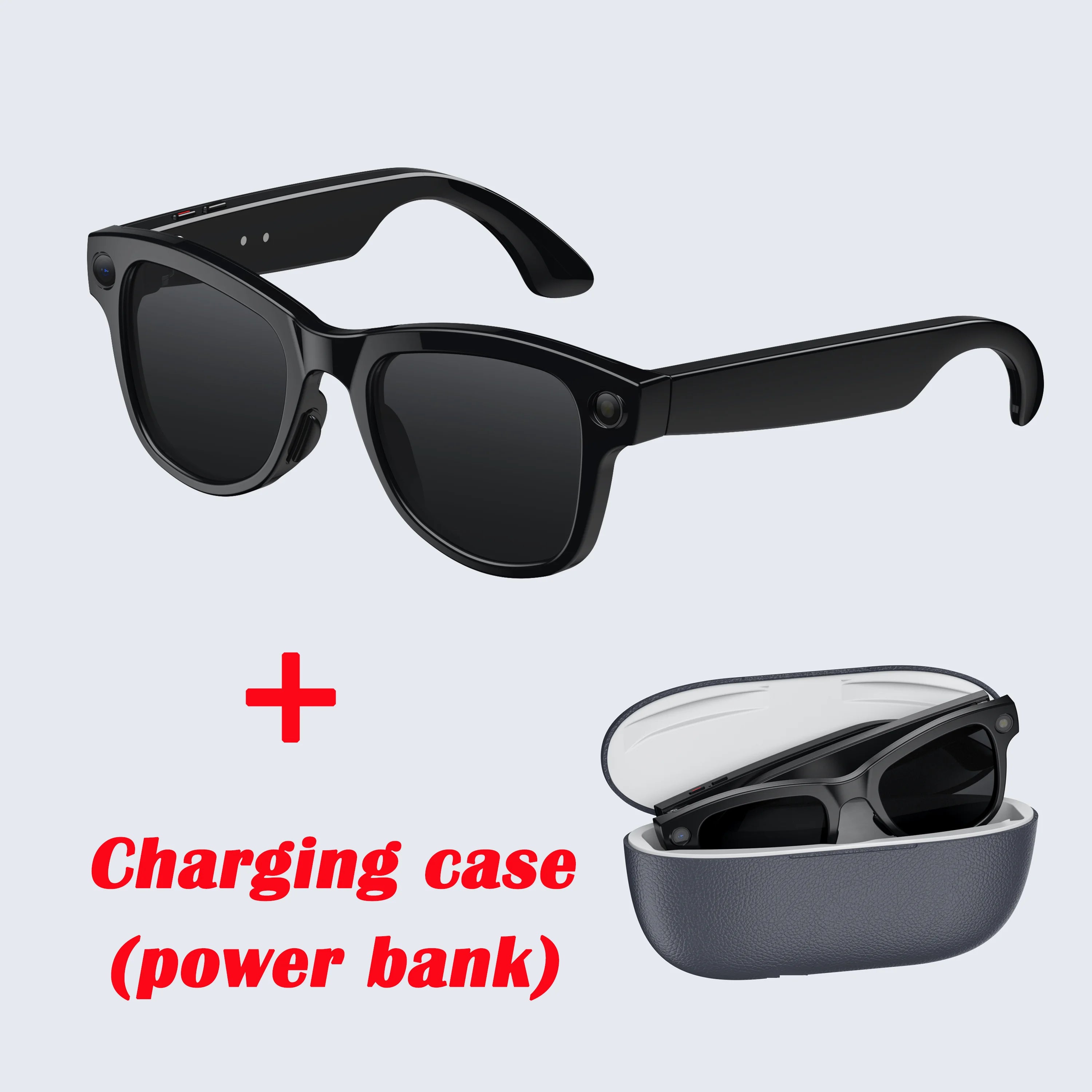 M02 AI Smart Glasses 8MP Camera Video Recording 100+Languages Translation Sunglasses Bluetooth Call Music Play with Charging Box