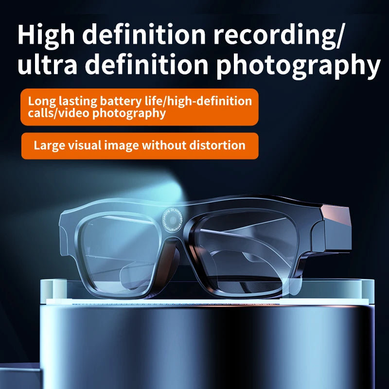 New Head mounted Fashion Smart Bluetooth Glasses 4K Ultra Clear Camera Glasses With Interchangeable Myopia Lenses 2025
