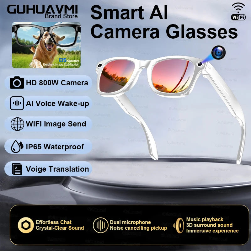 New Upgrade Smart Glasses With Camera Video Recording AI Photo Recognition Bluetooth Call Translation Voice Sunglasses Men 2025