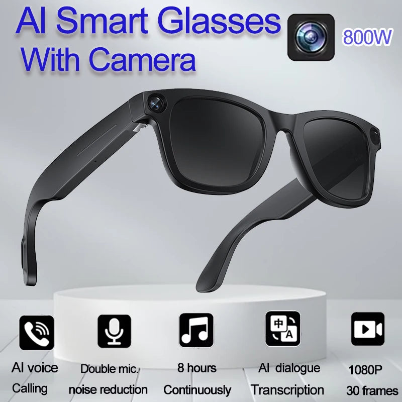 AI Smart Camera Glasses Bluetooth Call Video Recorder Wi-Fi transmission Translation Music Outdoor Anti Blue Light Smart Glasses