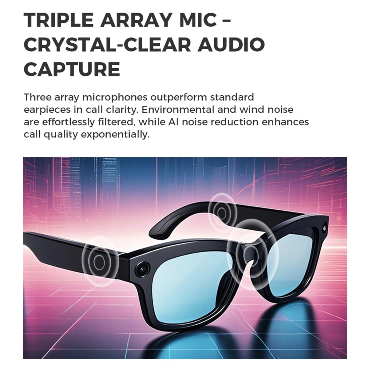 New Smart Glasses AI Translation Bluetooth Call 1080P HD Camera Music Headphones Outdoor Sports Fashion Sunglasses For Men Women