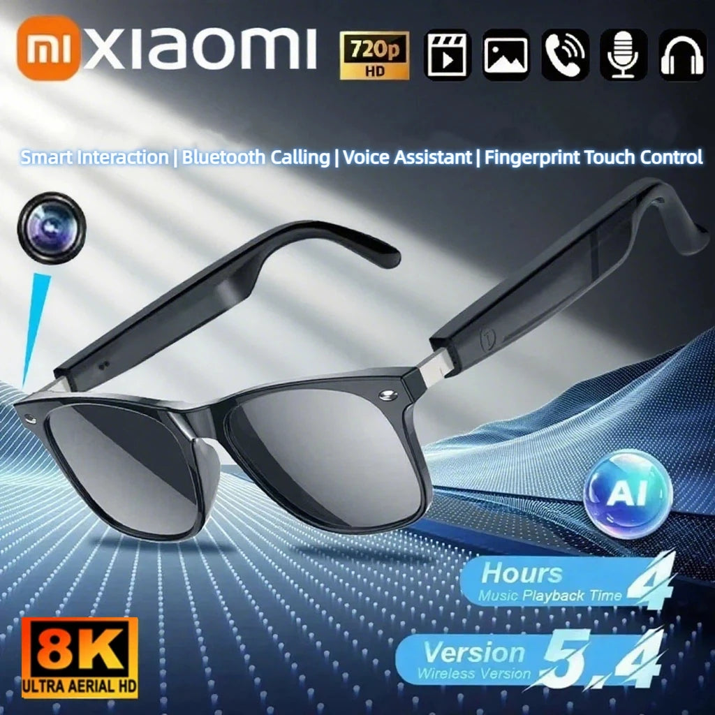 Xiaomi 8KHD AI Smart Glasses Multifunctional Camera Bluetooth Call Voice Assistant Music Player Translate Photochromic Glasses