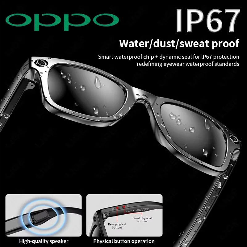 OPPO AI Smart Glasses Ultra Clear Camera Shootingand Recording Touch Sport Sunglasses Bluetooth Call Video Music Player