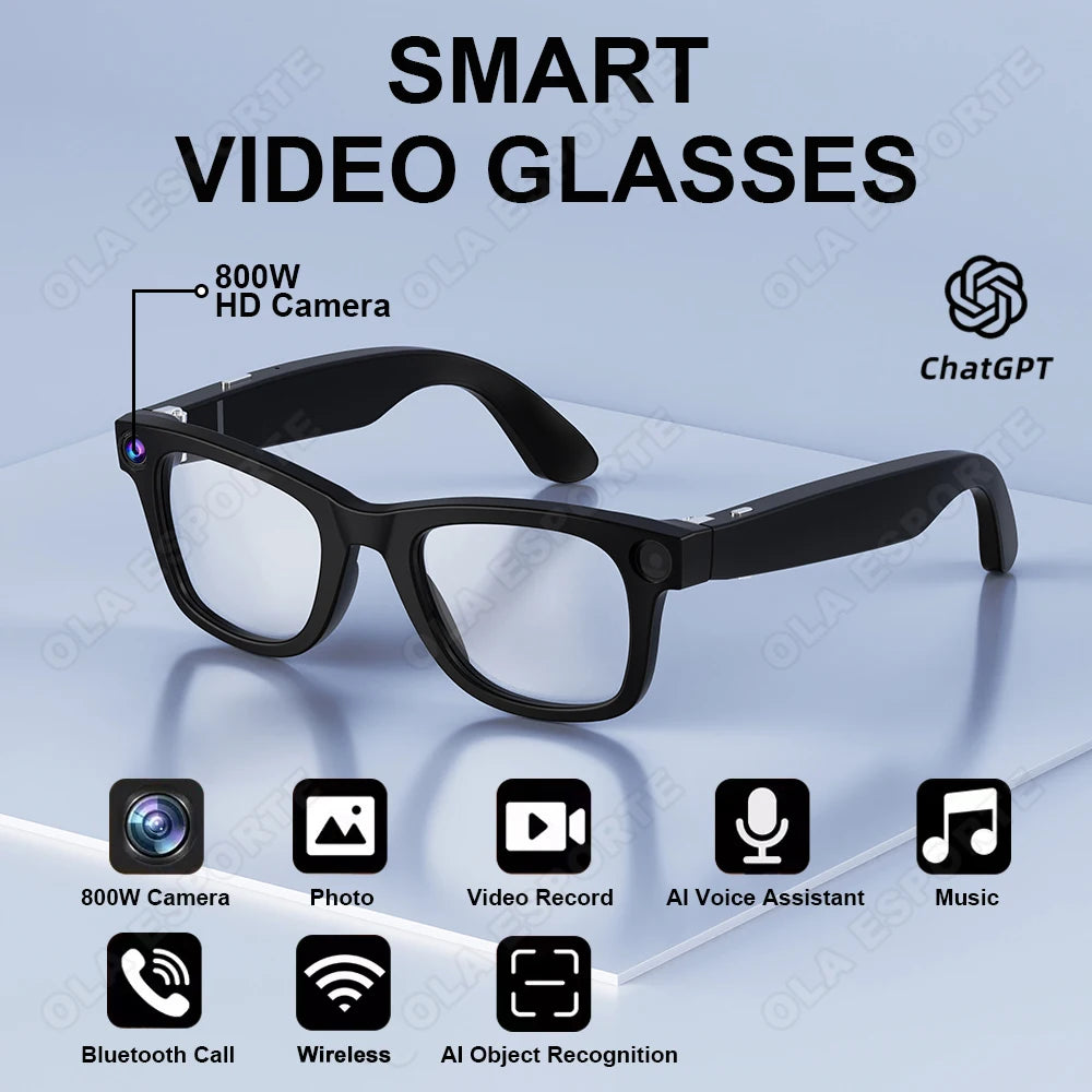 New Smart Glasses 800W Camera Video Recording Photo Album Music Playback Bluetooth Call Image Recognition Glasses For Men Women