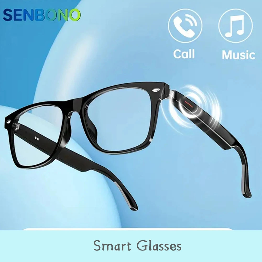SENBONO New Smart Wireless Bluetooth Glasses Listen to Music Answer the Phone Men and Women Fashion Anti-blue Light Glasse