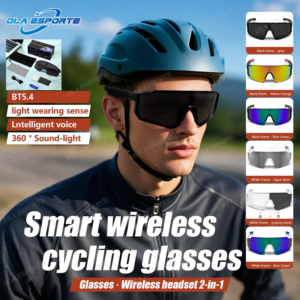 Newest audio Outdoor Smart Glasses Wireless Bluetooth Call Music Cycling Sports Headphone UV Protection Sunglasses for Men Women