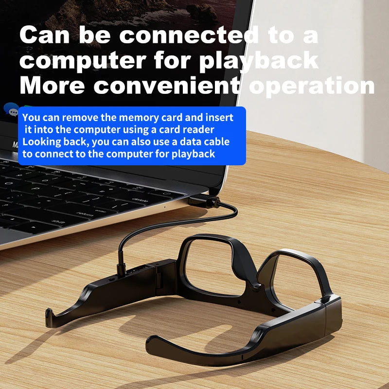 New Head mounted Fashion Smart Bluetooth Glasses 4K Ultra Clear Camera Glasses With Interchangeable Myopia Lenses 2025