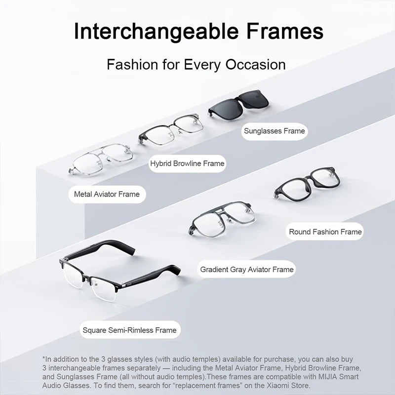 XIAOMI MIJIA Smart Audio Glasses Joyful Edition，Bluetooth 5.2 Headset，Detachable，Long Standby，2h Flash Charge，Anti-leakage Sound
