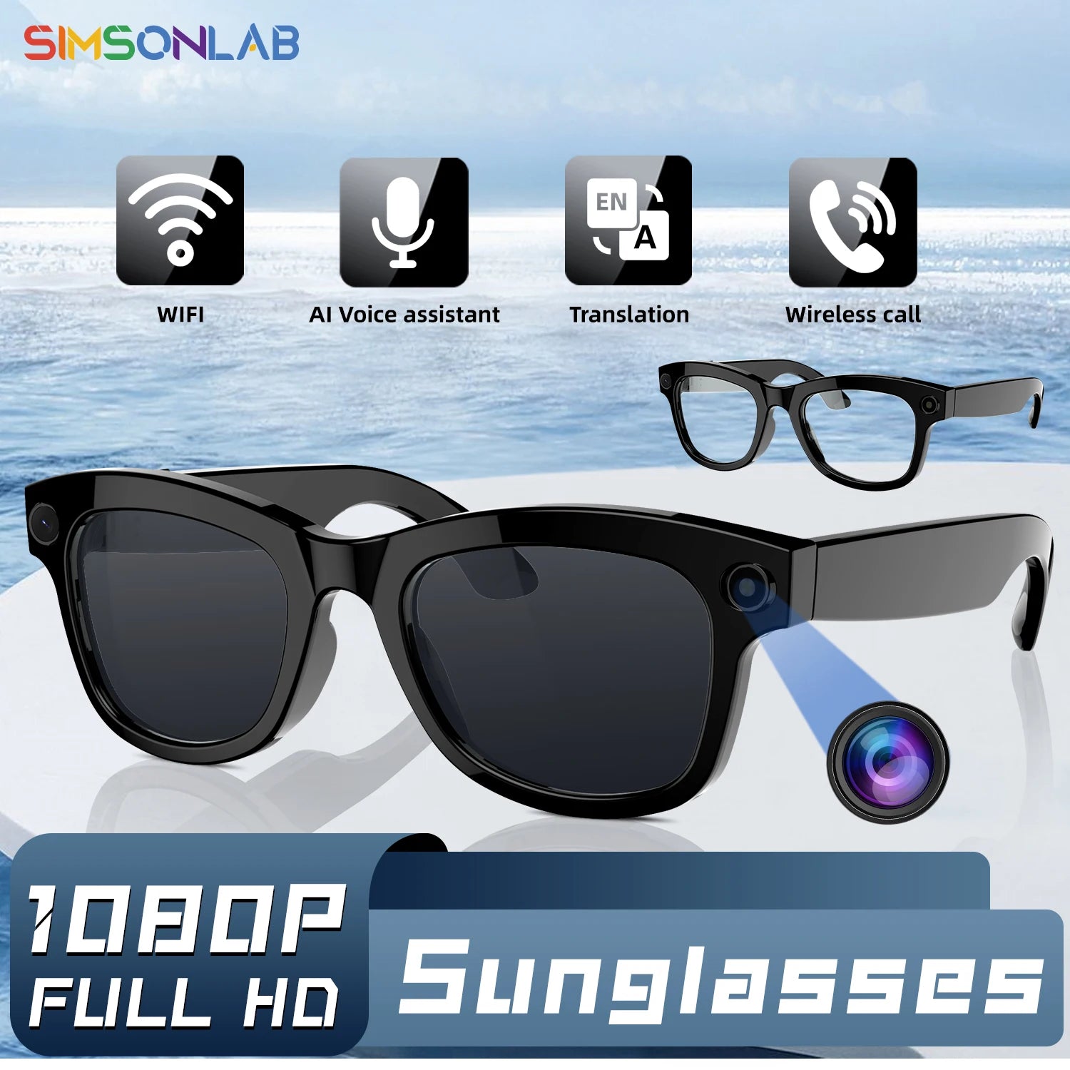 New Smart Glasses AI Translation Bluetooth Call 1080P HD Camera Music Headphones Outdoor Sports Fashion Sunglasses For Men Women