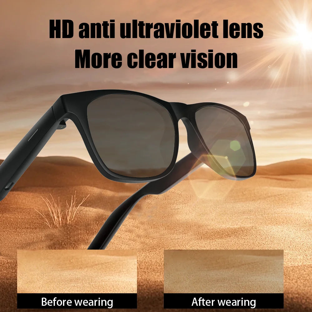 LAXASFIT New Smart Wireless Bluetooth Glasses Listen to Music Answer the Phone Men and Women Fashion Anti-blue Light Glasse