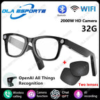 HD 1080P AI Smart Glasses ChatGPT 2000W Camera Bluetooth Call 400Mah Battery Voice Assistant Control Smart Glasses for Men Women