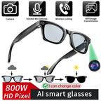 8 Million Pixels Smart Glasses Recording Videos AI Photo Recognition Answer Translation 270mAh IP65 Waterproof Bluetooth Glasses